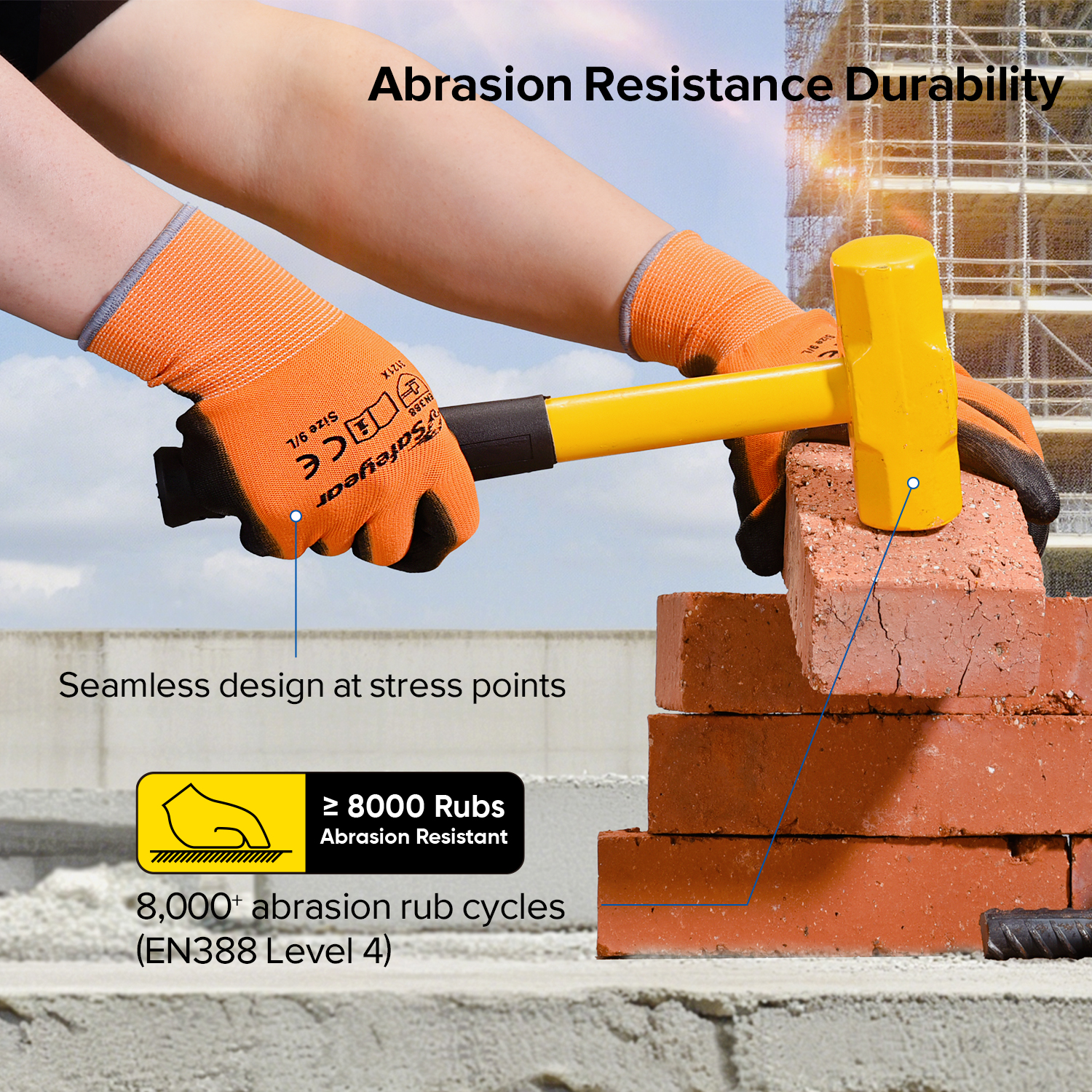 PU Coated Heavy Duty Work Gloves PN8003 Orange