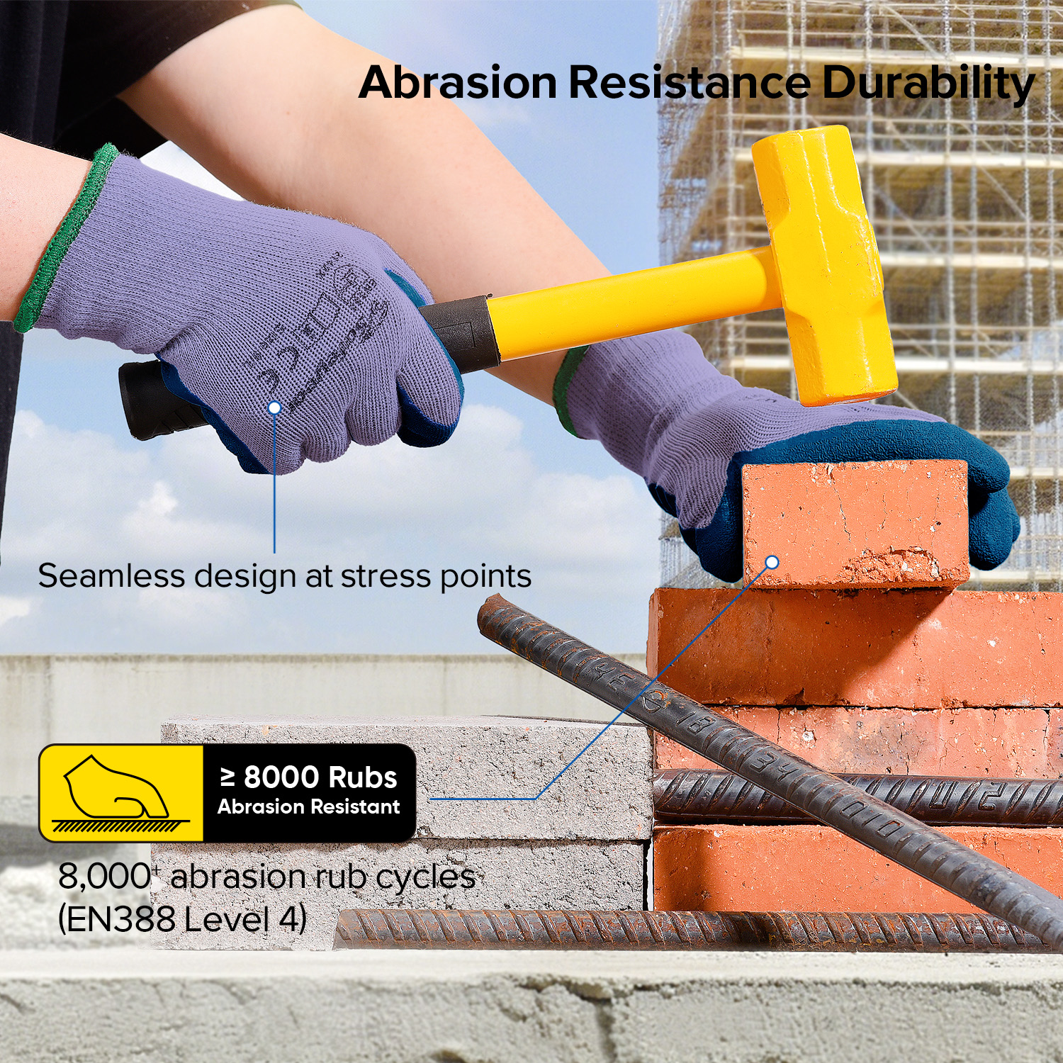 Latex Coated Safety Work Gloves LY-3013 Purple