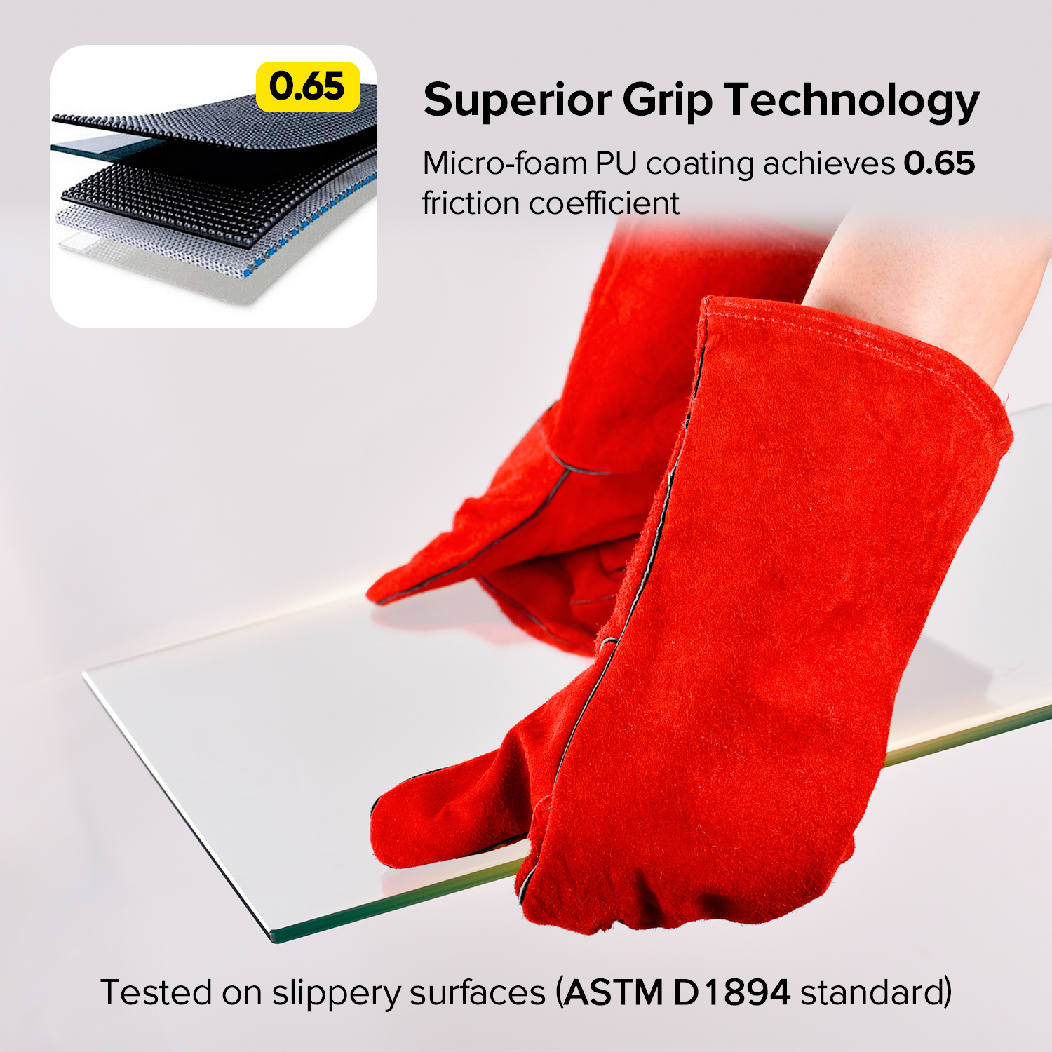 Welder Leather Work Gloves S-H24 Red