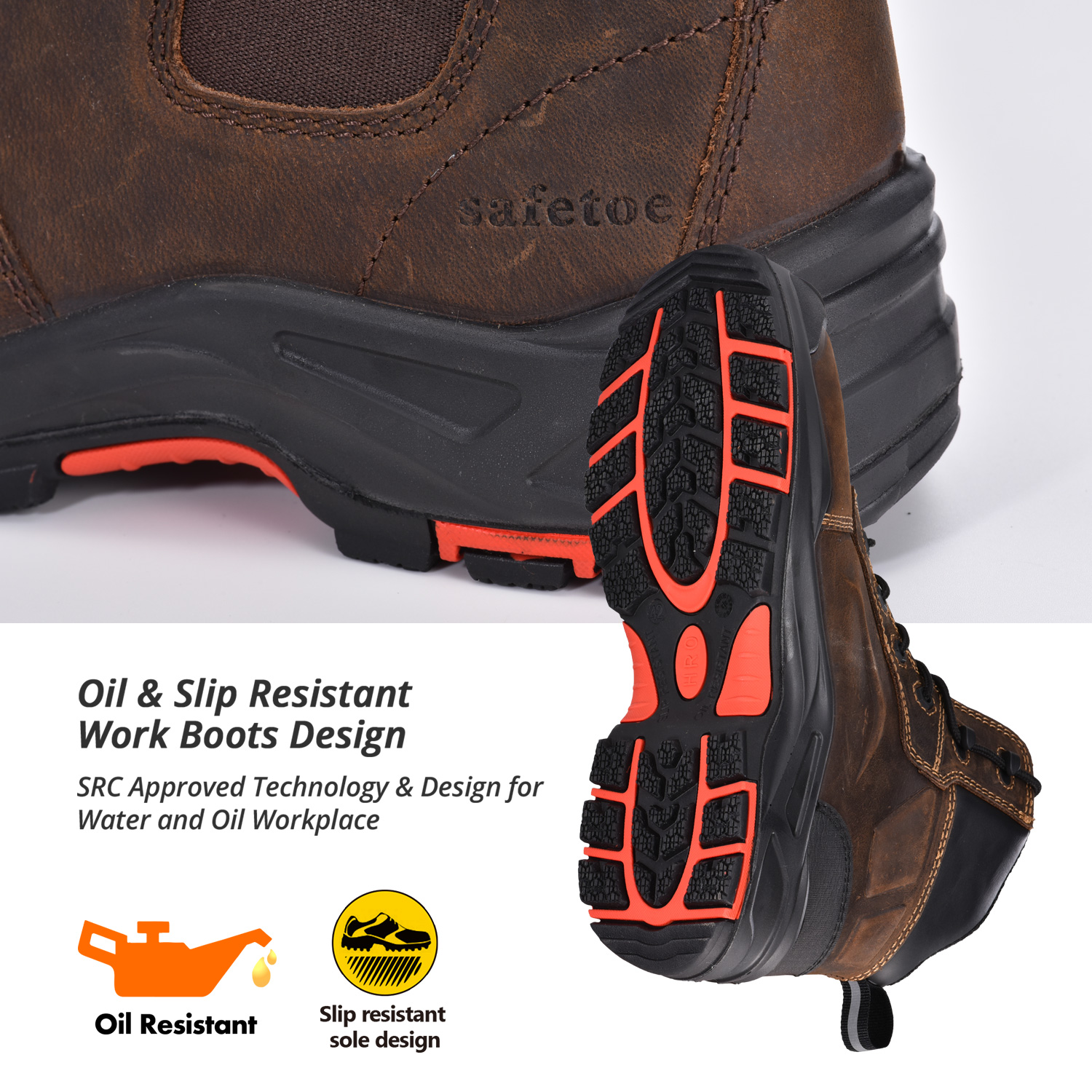 Water Resistant Metal-Free Composite Toe Mining Work Boots M-8552