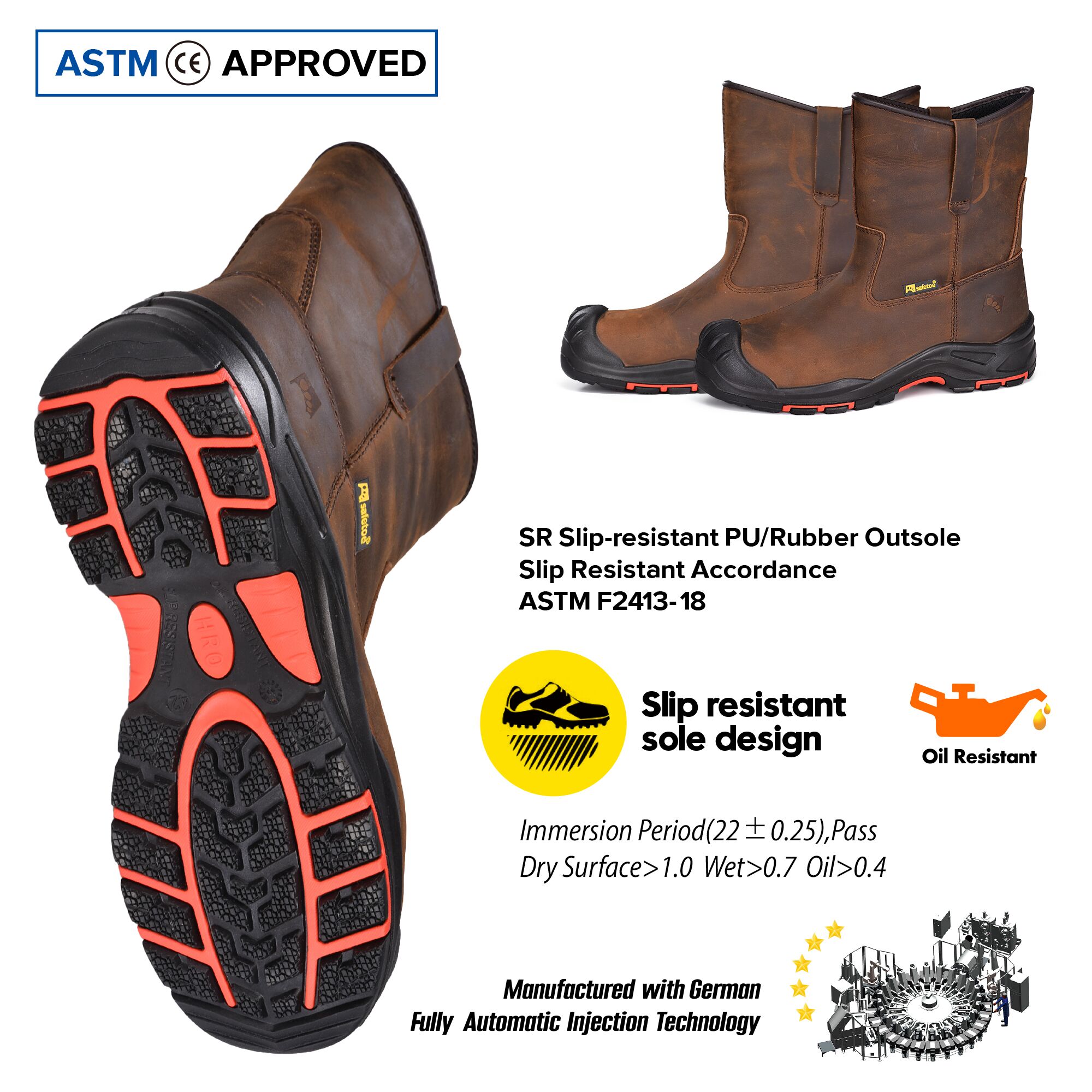 CE EN 20345 S3 Certificated Oil Resistant Safety Boots Oil and Gas Resistant H-9441
