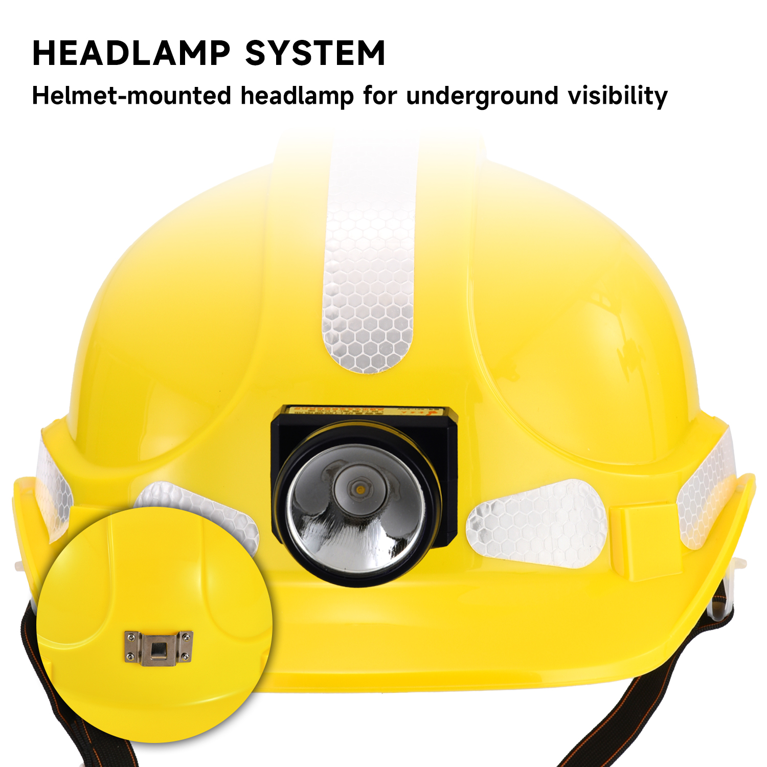Mining & Underground Safety Helmet with Headlamp and Reflective Strips