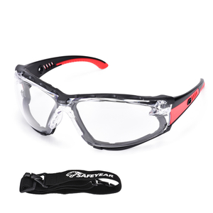 Anti-Fog Safety Glasses for Dusty Worksites Foam-Lined | ANSI Z87.1 & EN166 SG037 Red