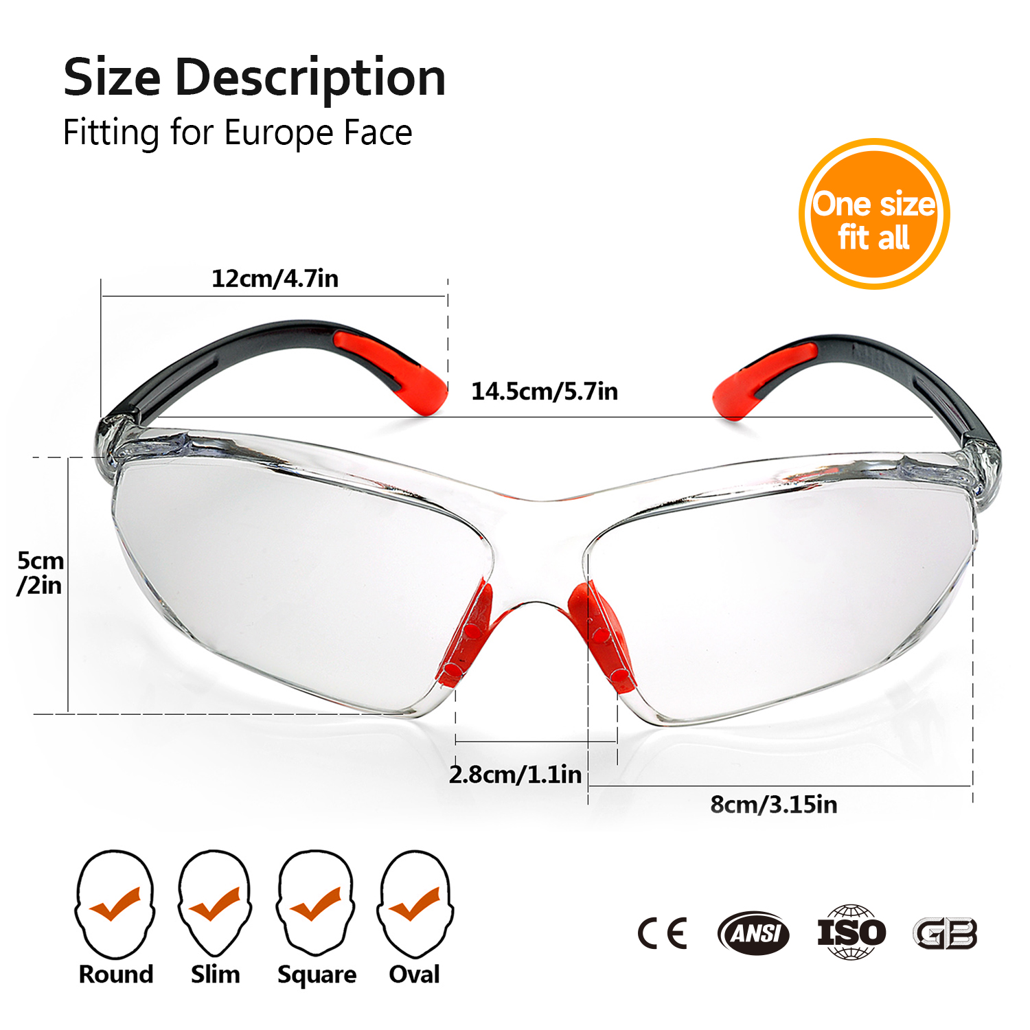 High-clarity Vision Industrial Safety Glasses SG003 Orange