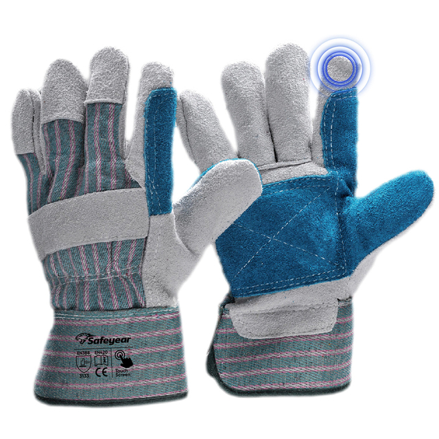 Anti-cut Glove with Cowhide Palm Leather Impact Gloves FL-1015 Blue