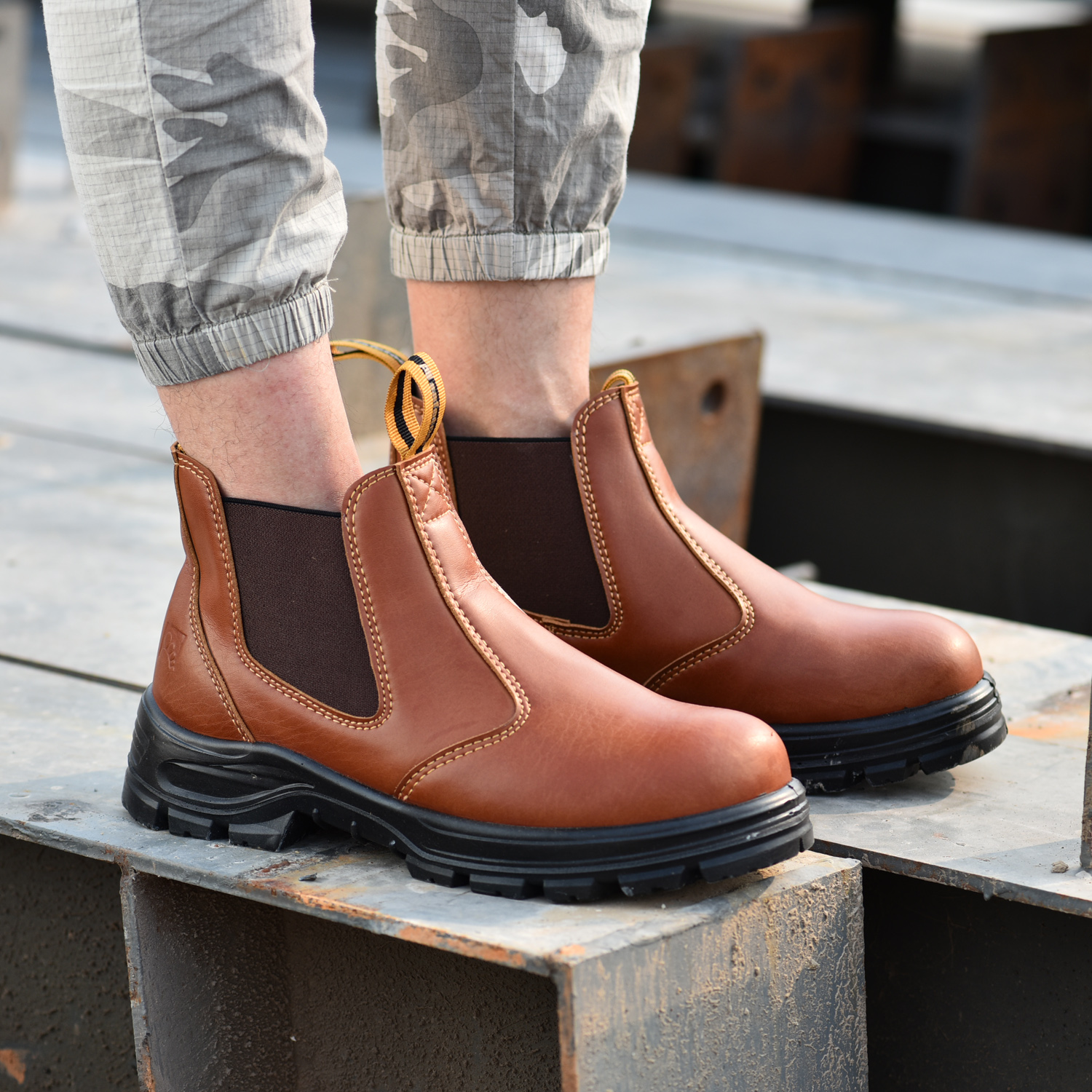 Brown Color Chelsea Work Boots M-8025 