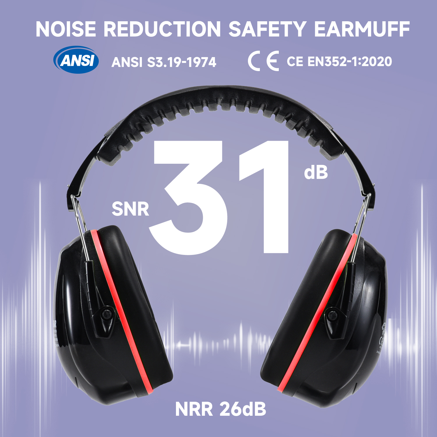 ABS Hearing Protection Ear Muffs Protective Ear Muffs Ready Stock FM-1B Red