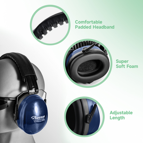 Foldable ABS Hearing Protective Ear Muffs EM-5002 Dark Blue