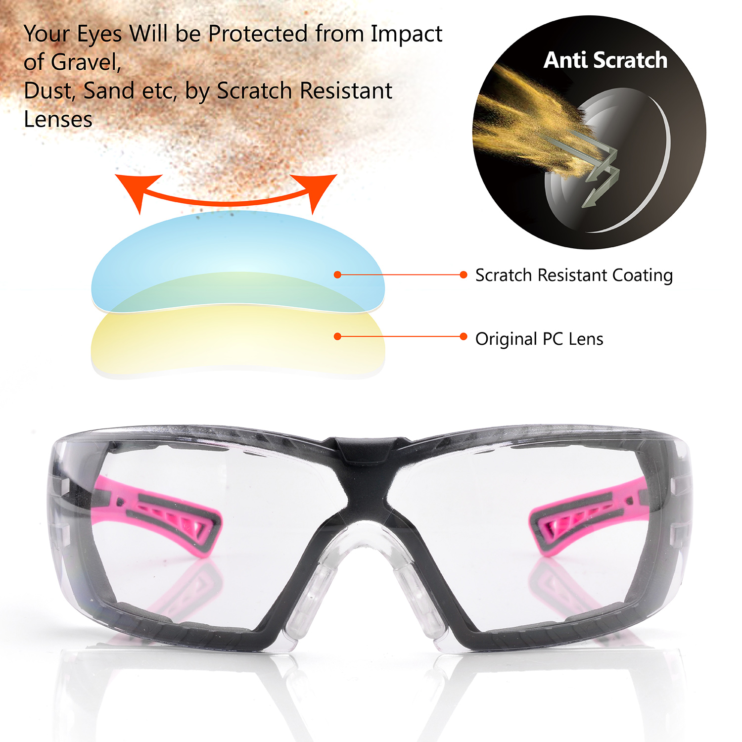 Ready Stock Anti Fog Lady Safety Glasses SG010