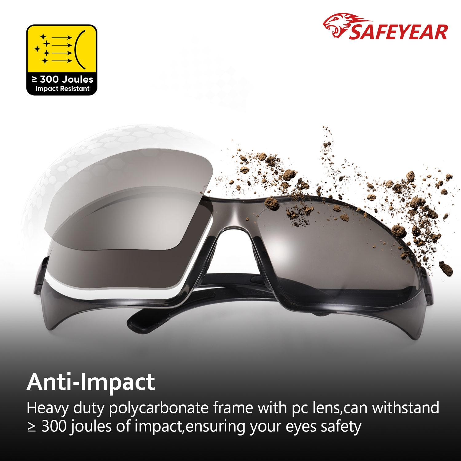Industrial Black Lens Safety Glasses SG003 Black