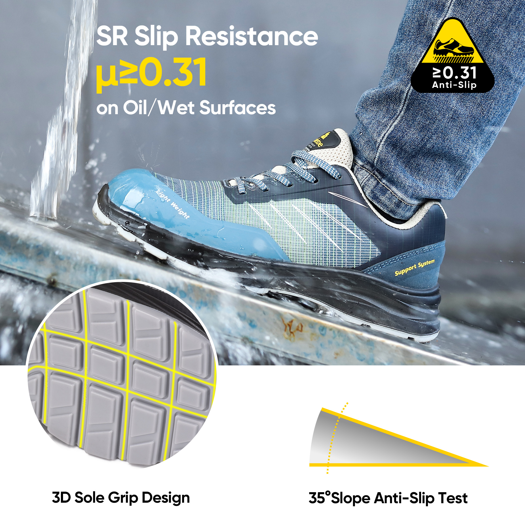 Safety Sneakers Men Shoes Work Lightweight Breathable L-7572