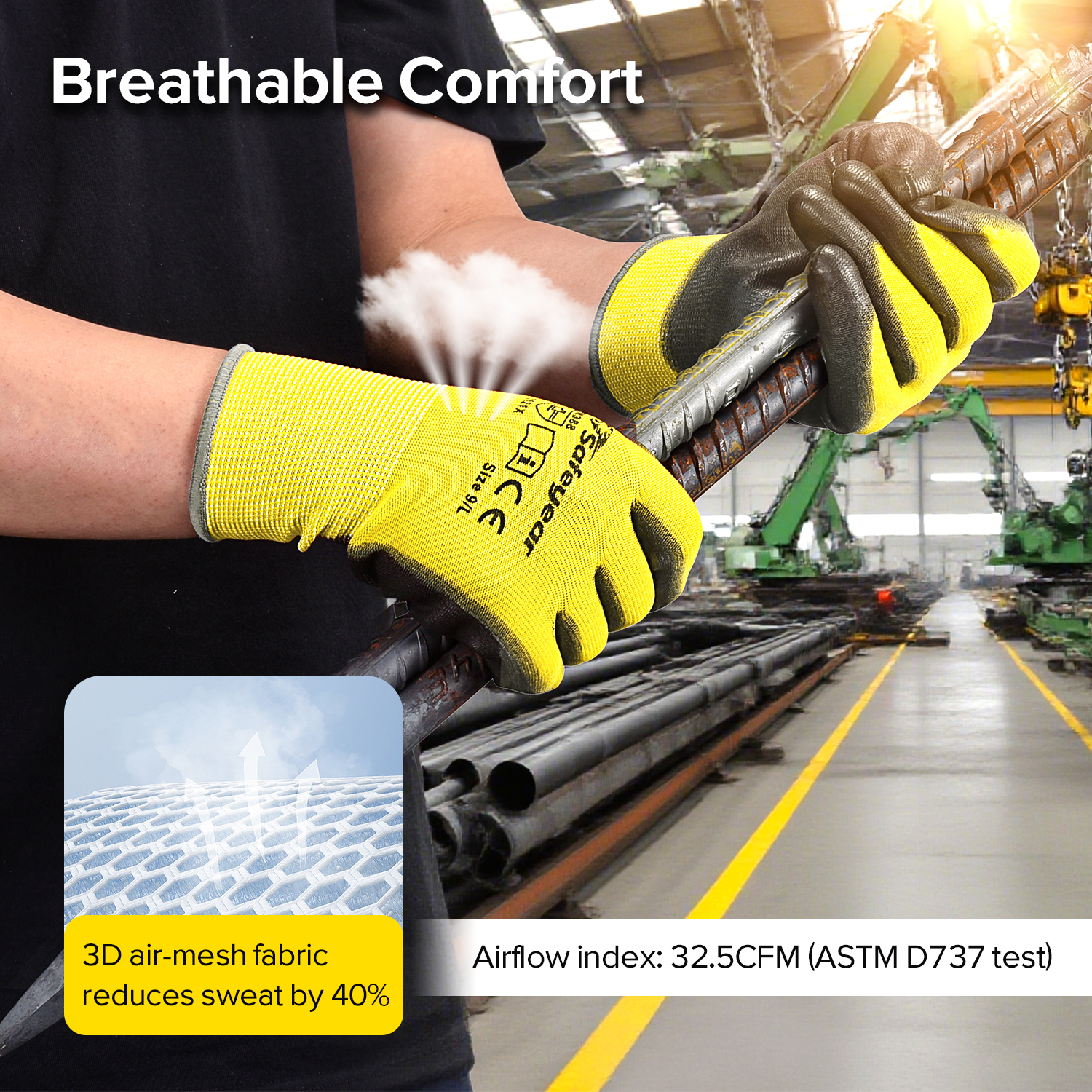 PU Coated Heavy Duty Work Gloves PN8003 Yellow