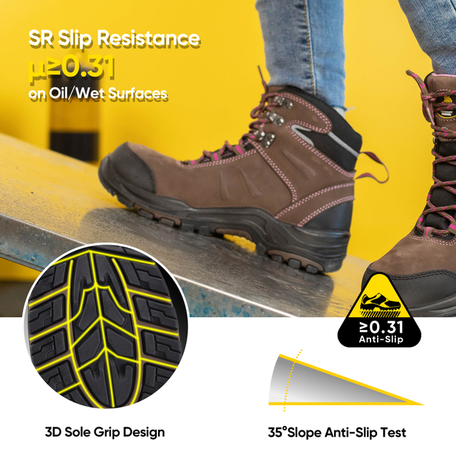 Waterproof & Slip Resistant Womens Work Boots with Composite Toe M-8553