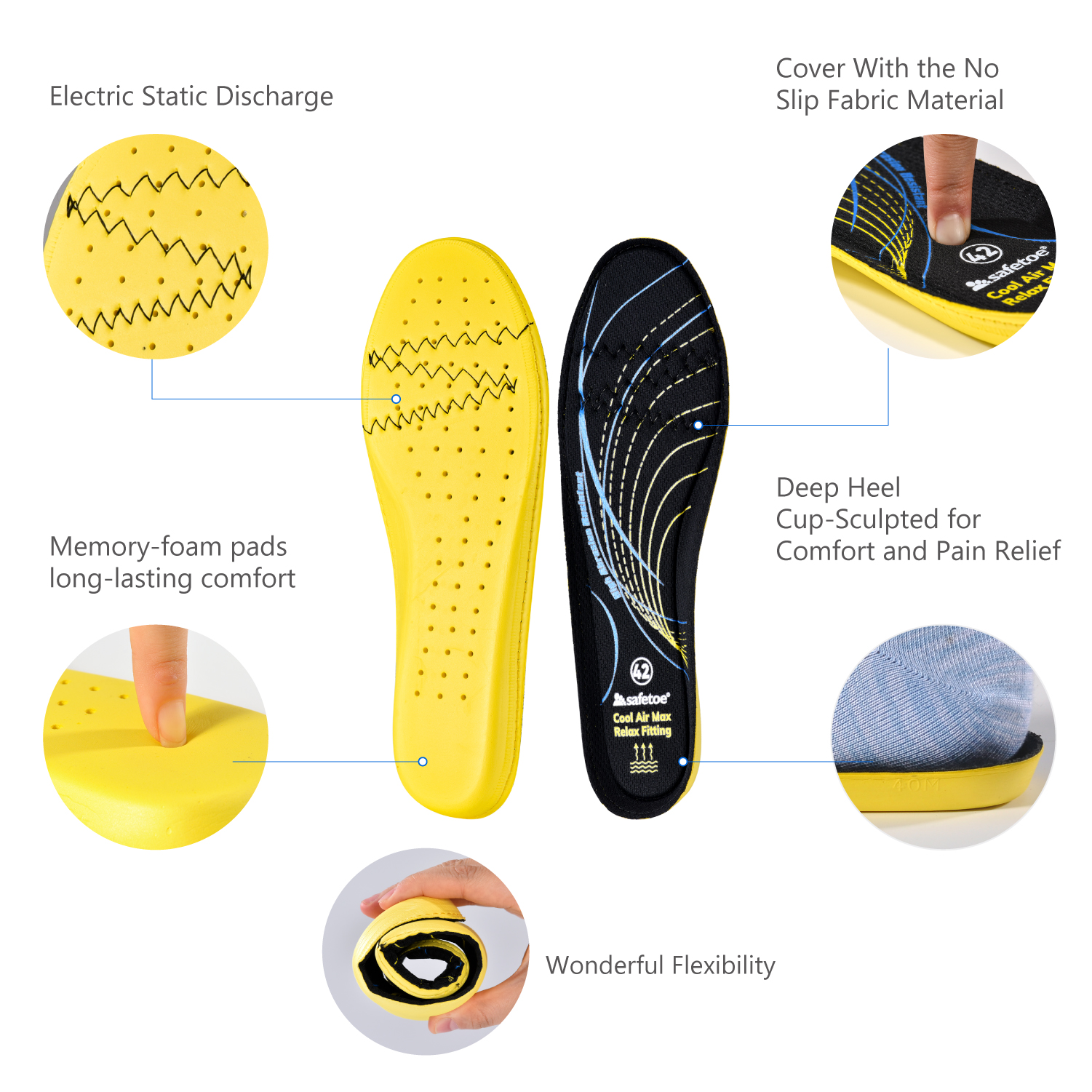 Super Comfortable Safetoe Memory Foam Insoles