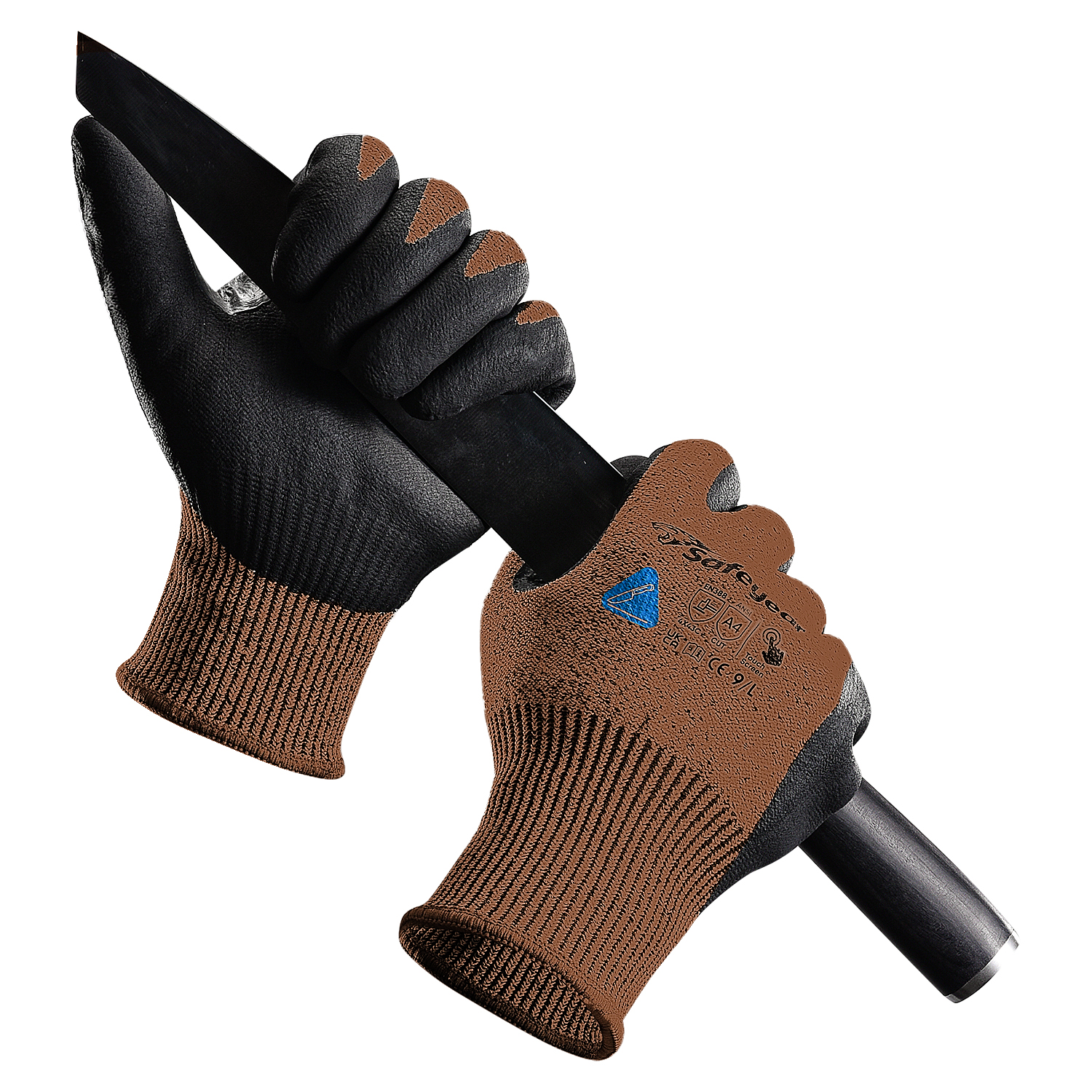 Construction Work Gloves Cut Resistant Safety Work Gloves PD8045 Brown