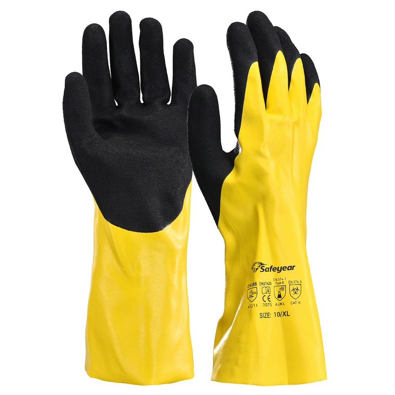 Chemical And Oil Resistant Work Gloves NSL1868 Yellow