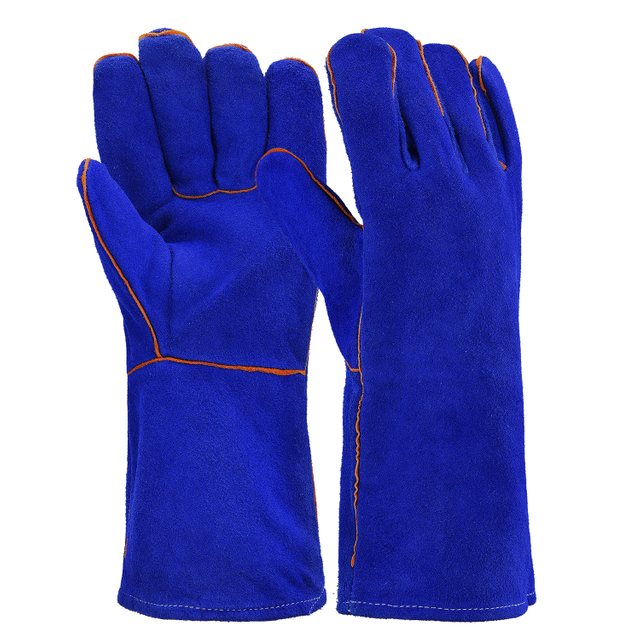 Welder Leather Work Gloves S-H24 Blue