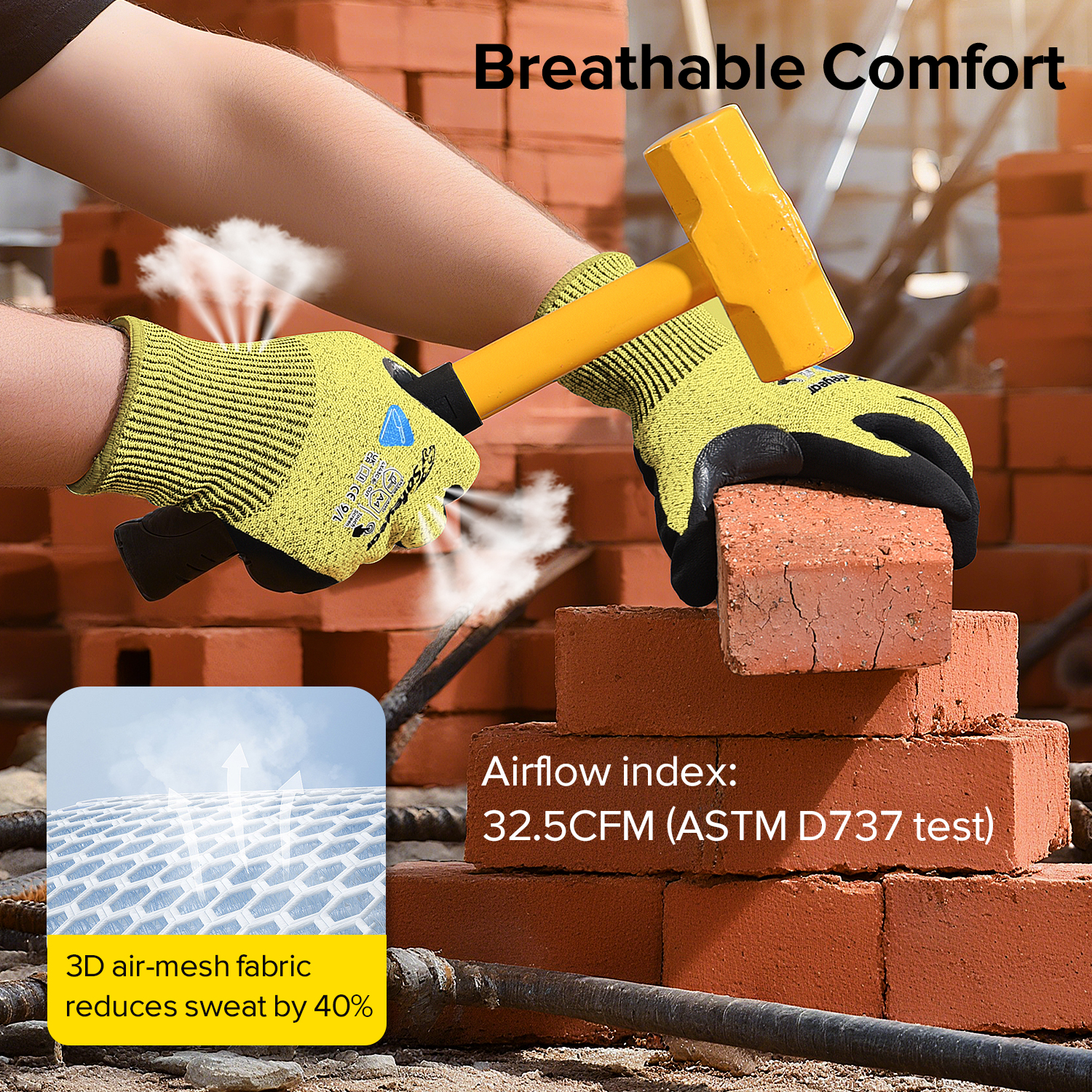 Cut Resistant Safety Work Gloves PD8045 Yellow