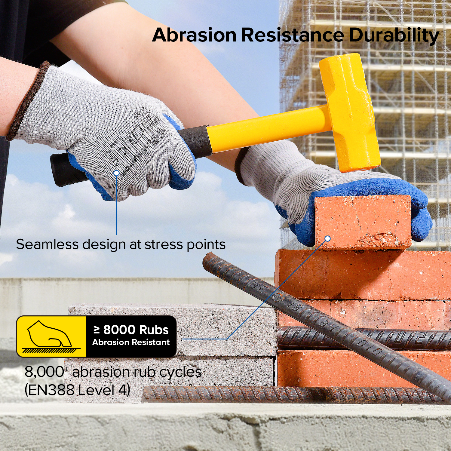 Latex Coated Safety Work Gloves LY-3013 Blue