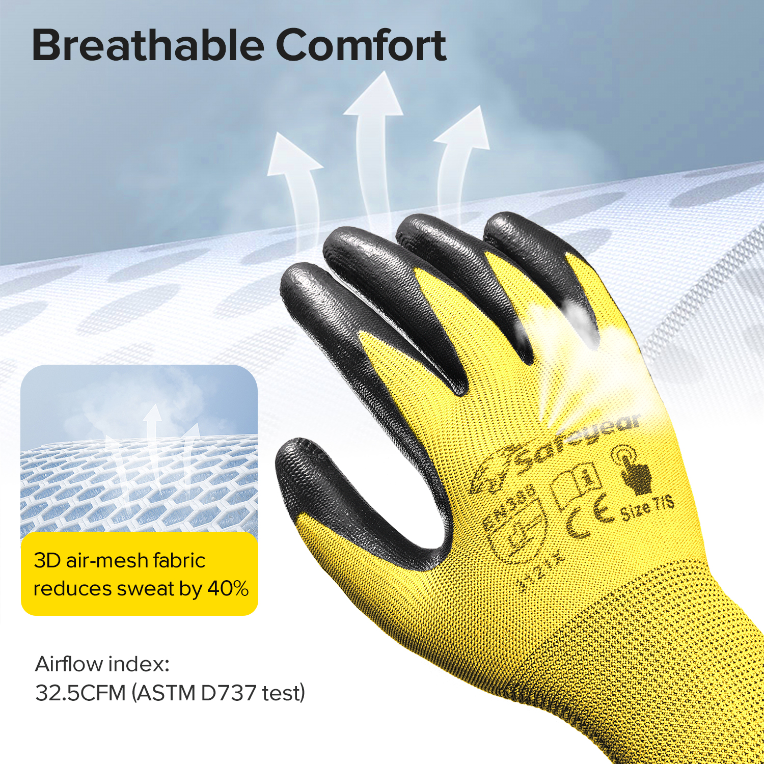 Nitrile Coated Safety Work Gloves N1552 Yellow