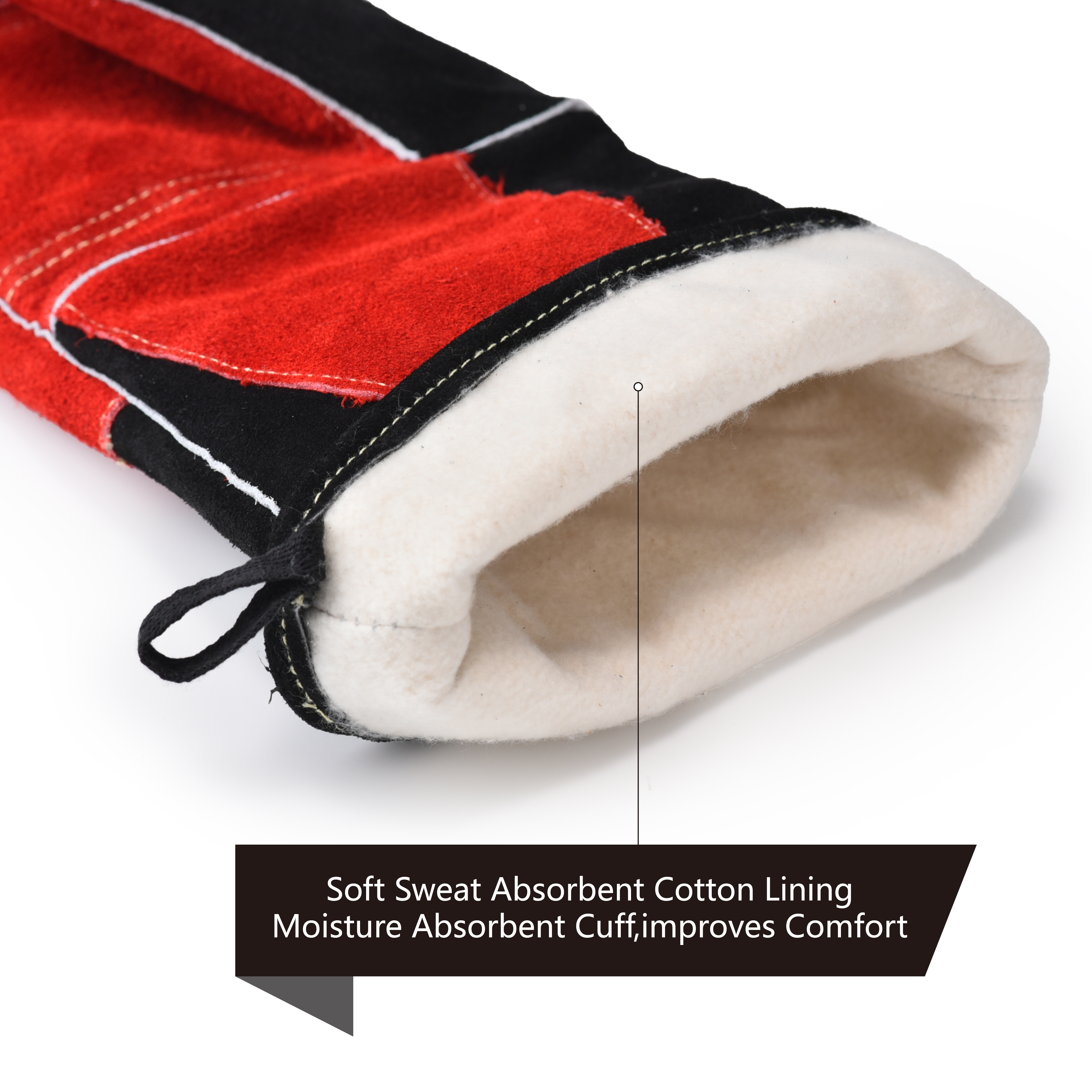  Leather Gloves Heat Resistant Welding Gloves FL-1023 Black & Red