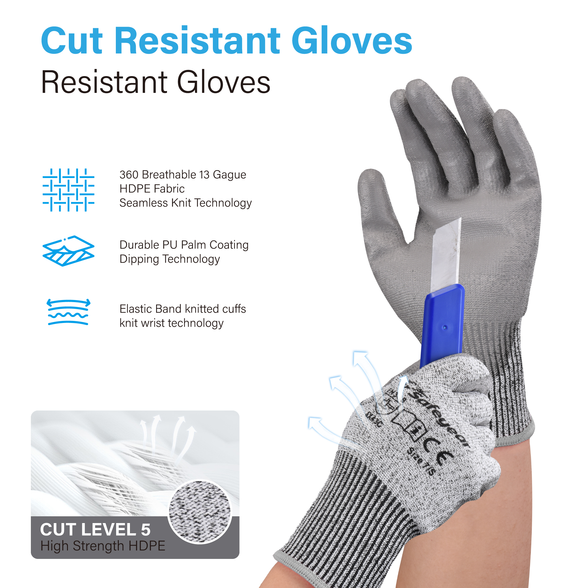 Cut Resistant Safety Work Gloves PD8045