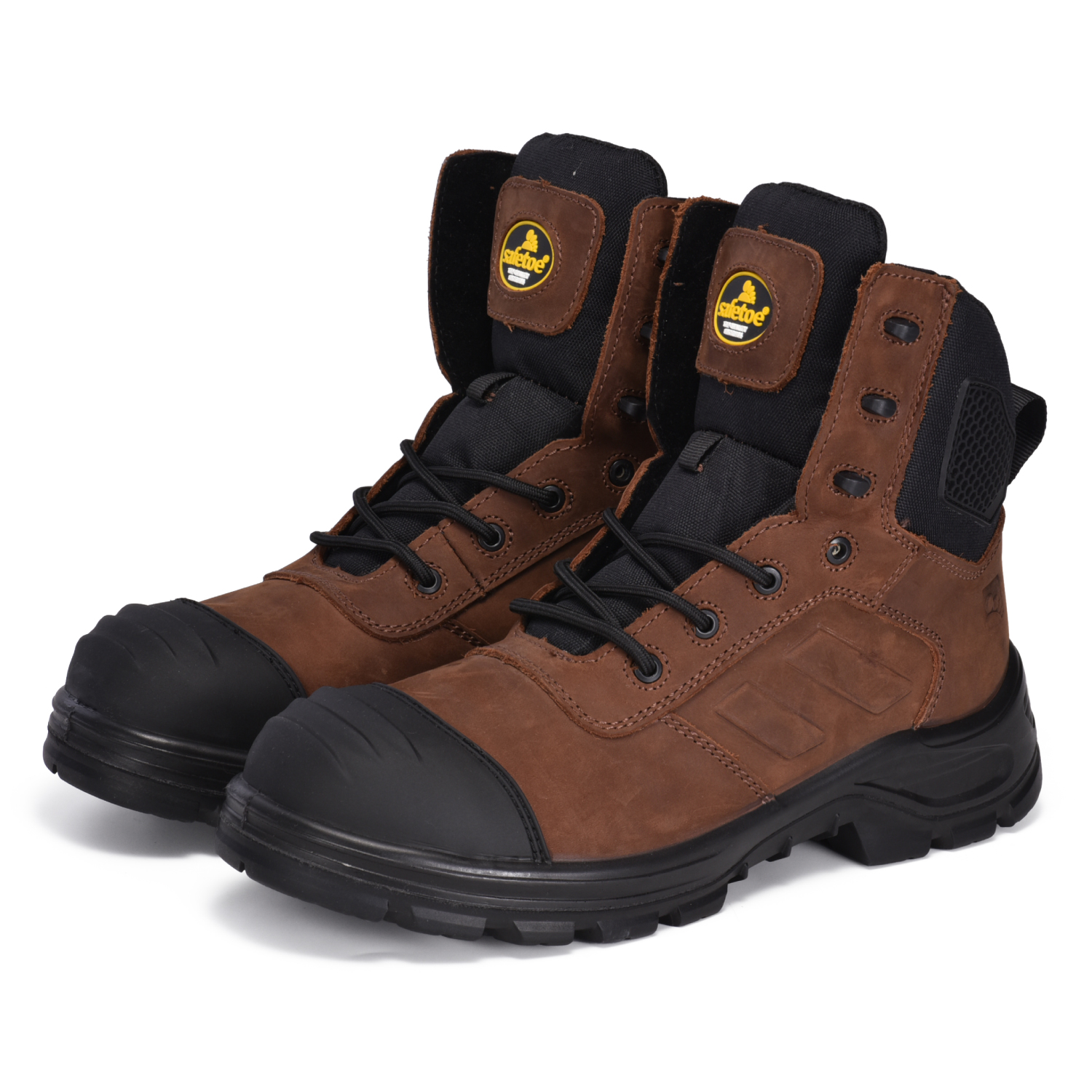 High Quality Zip Design Nubuck Cow Leatther Construction Work Boots M-8578 Brown