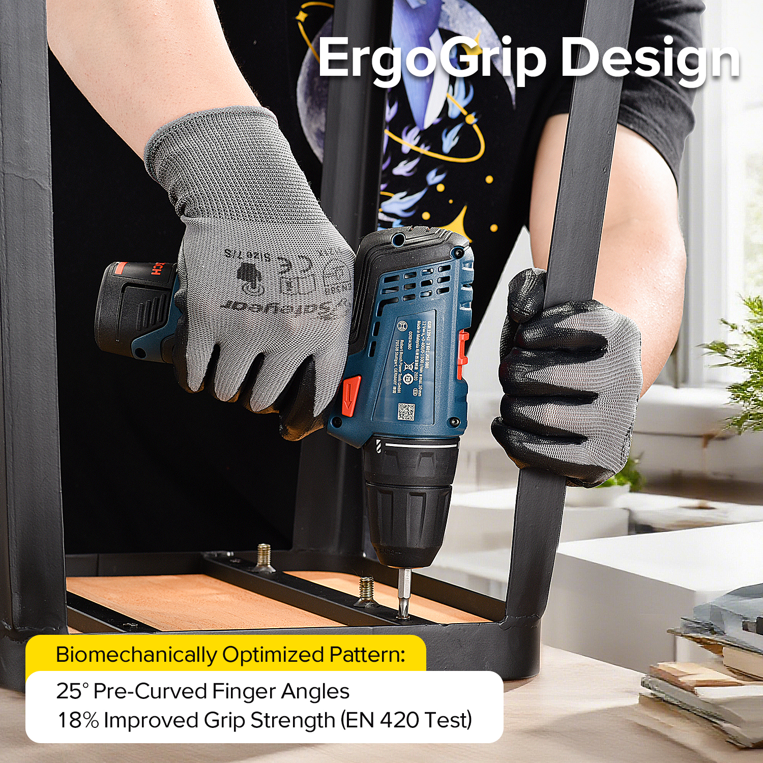 Safeyear Touchscreen Nitrile Foam Coated Work Gloves N1552 Guarder Max