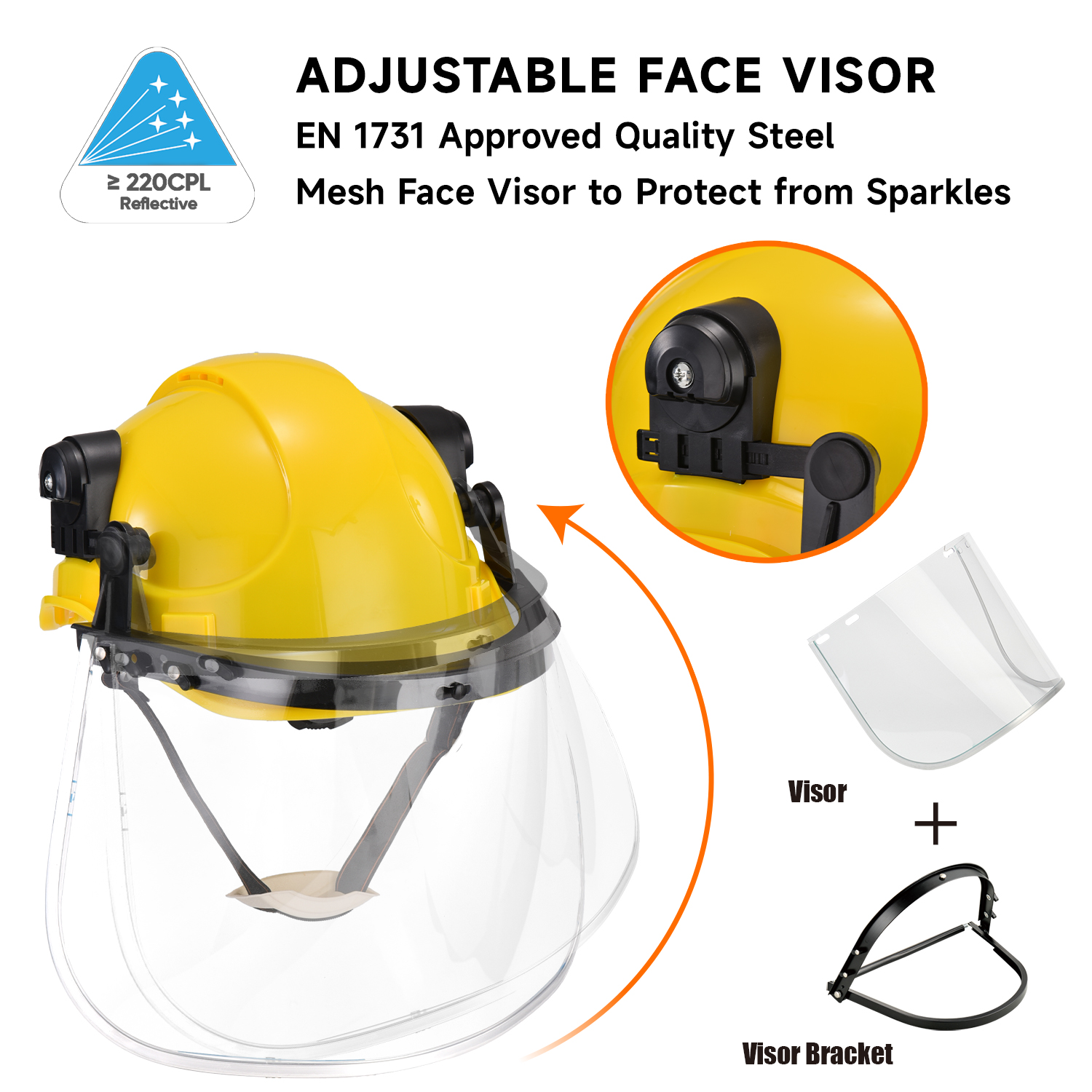 Vented Safety Helmet with Face Shield Visor