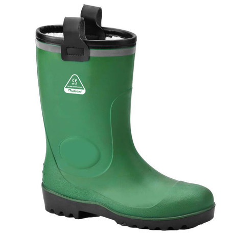 Fur Lining Rain Boots W-6037 Green Low