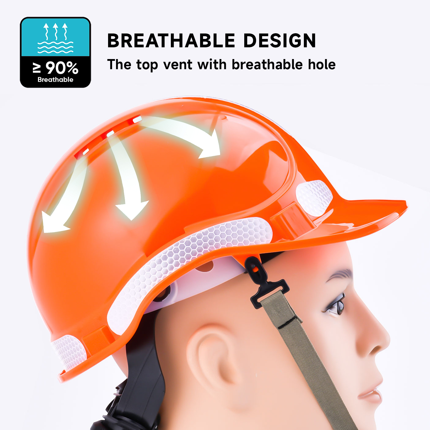 Adjustable Rotary Knob Work Helmets W-018 Orange