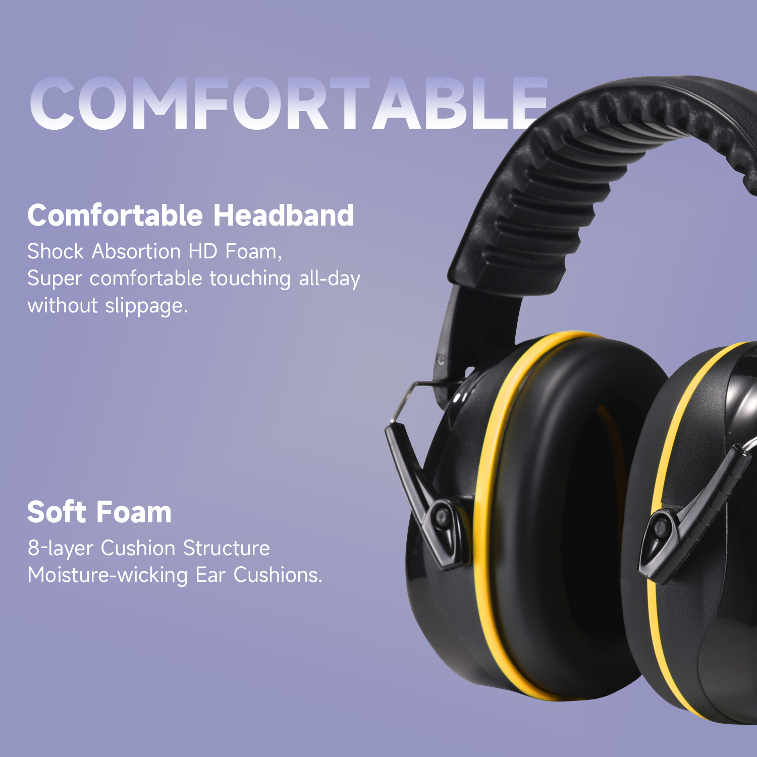 ABS Hearing Protection Ear Muffs Protective Ear Muffs Ready Stock FM-1B Yellow