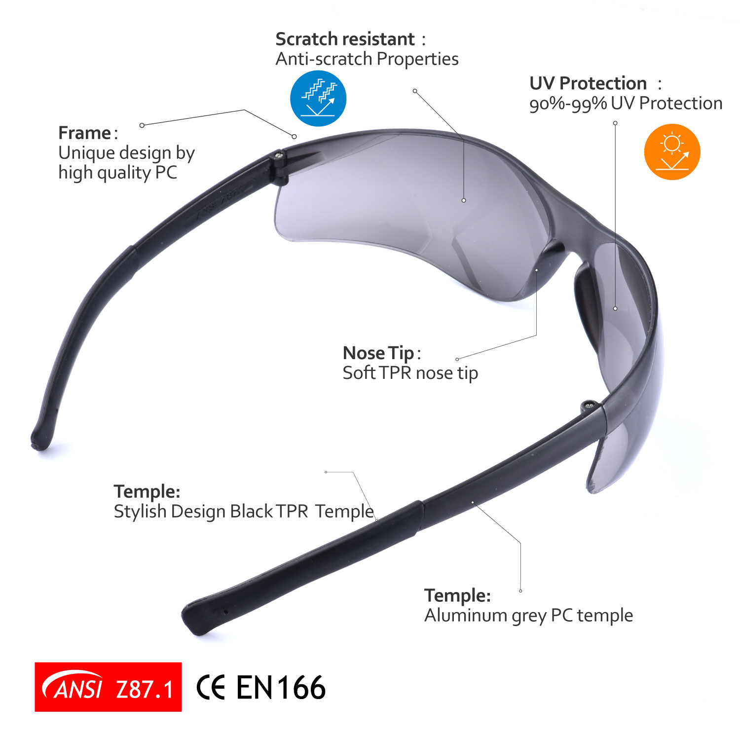 Dark Lens Safety Sunglasses SG019