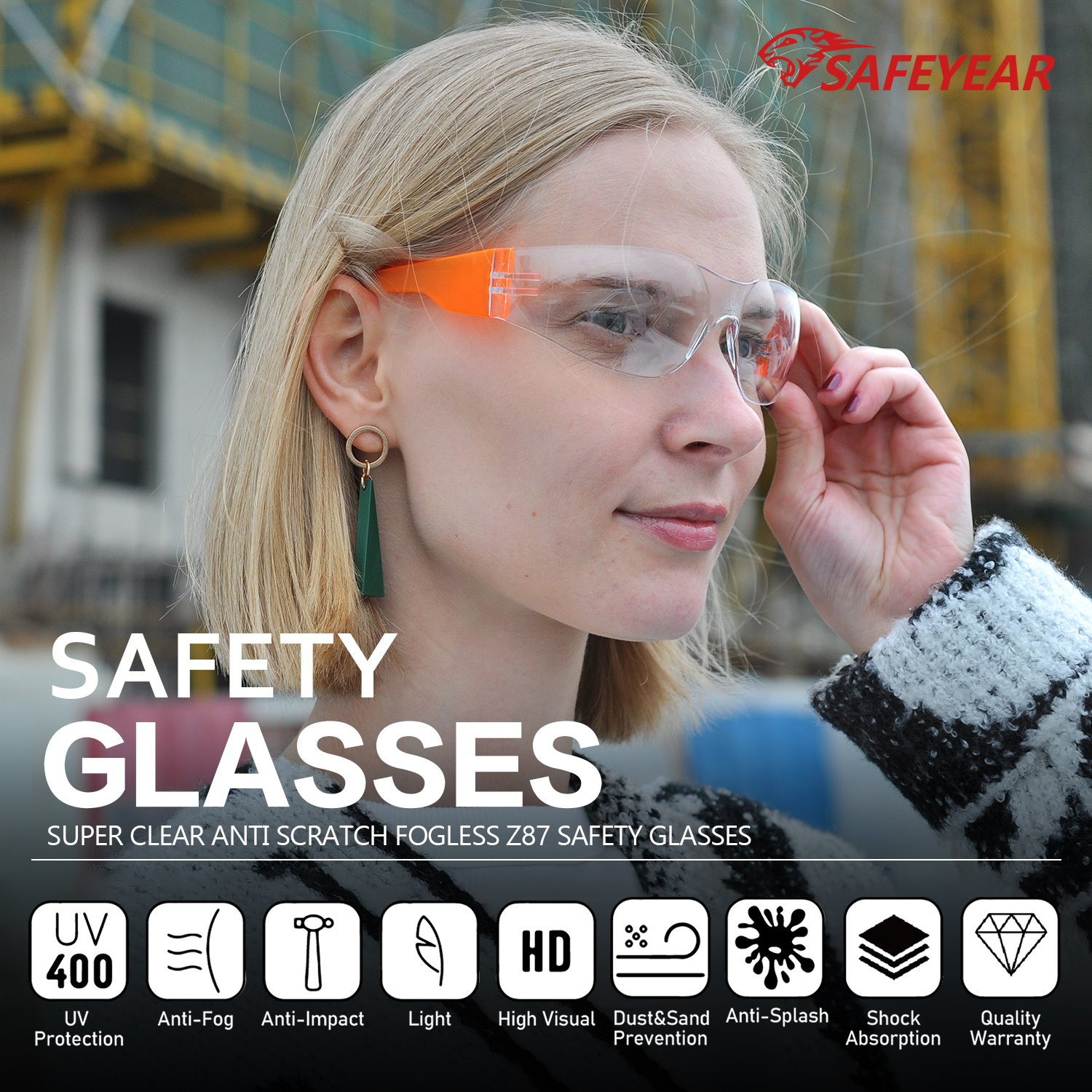 Eye Protection Safety Glasses SG001 Orange