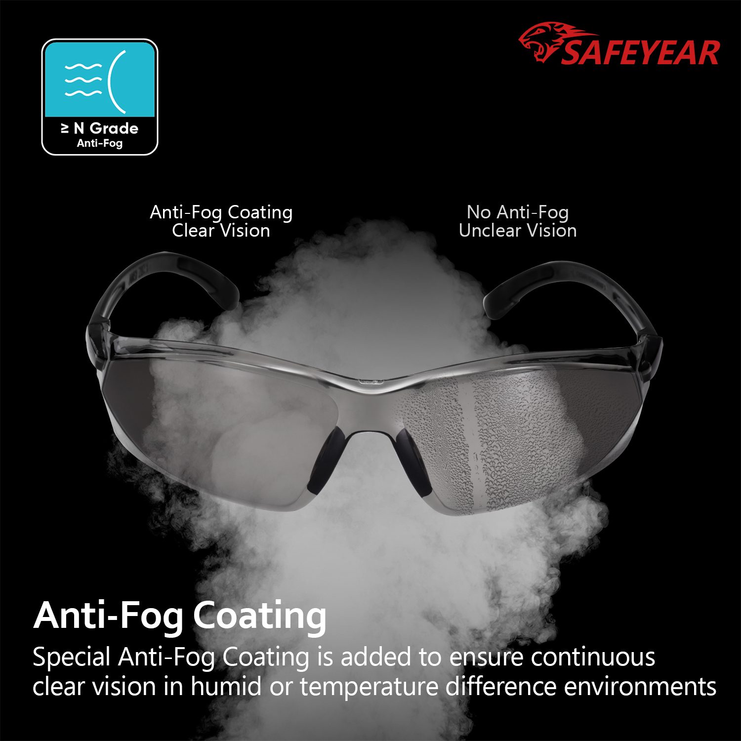 Industrial Black Lens Safety Glasses SG003 Black