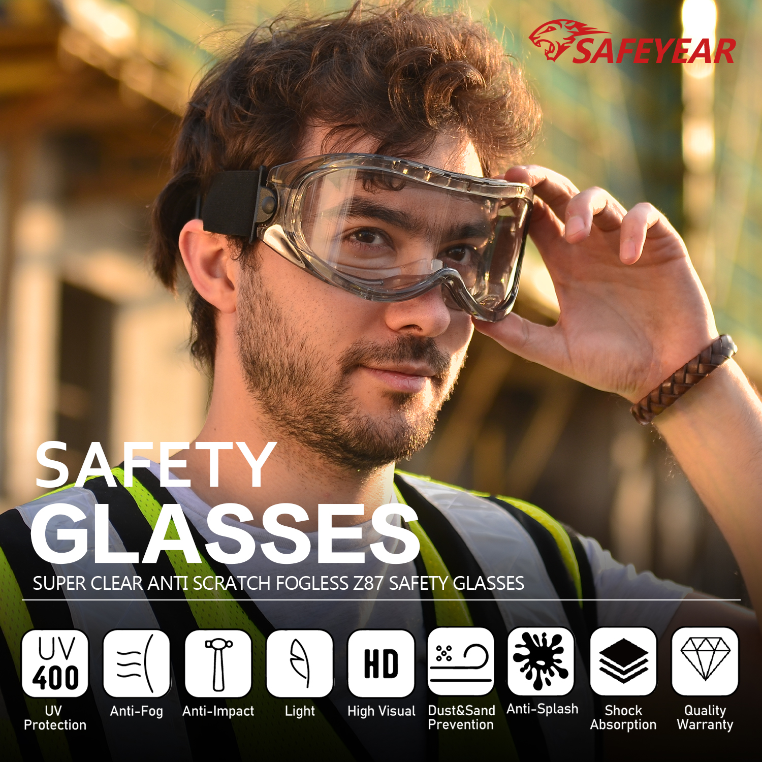 High Quality Overglasses Clear Safety Goggles SG007 