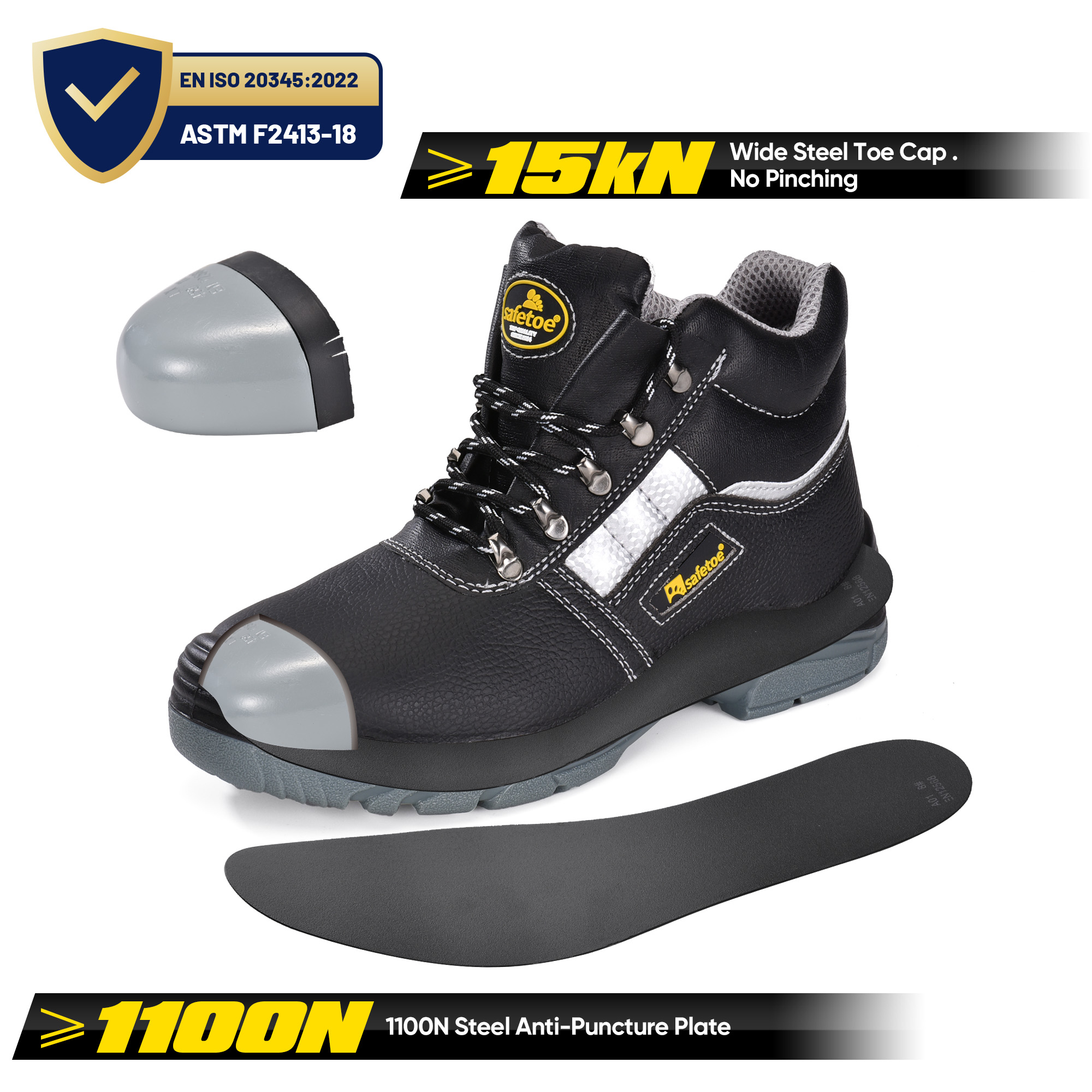 VortiGard™ Stainless Steel Plate Site Black Protective Work Boots M-8027