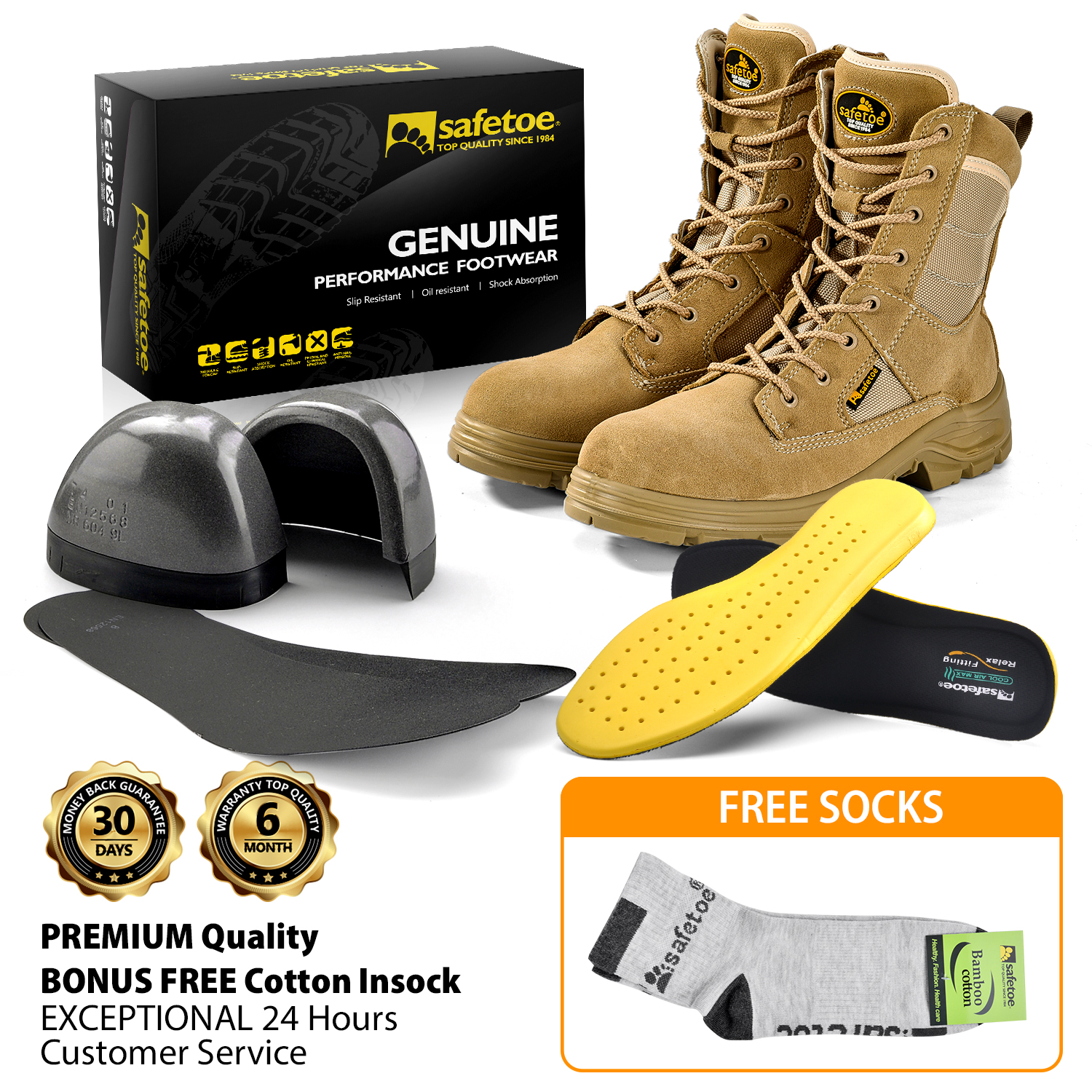 Combat Safety Work Boots H-9438 Beige