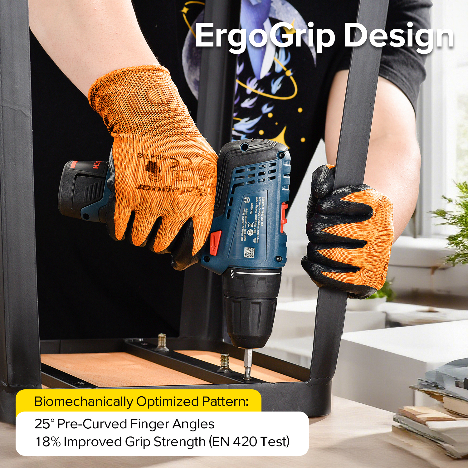 Nitrile Coated Safety Work Gloves N1552 Orange