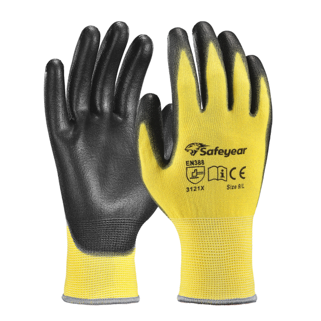 PU Coated Heavy Duty Work Gloves PN8003 Yellow