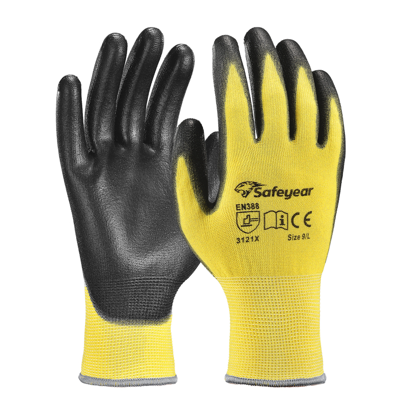 PU Coated Heavy Duty Work Gloves PN8003 Yellow