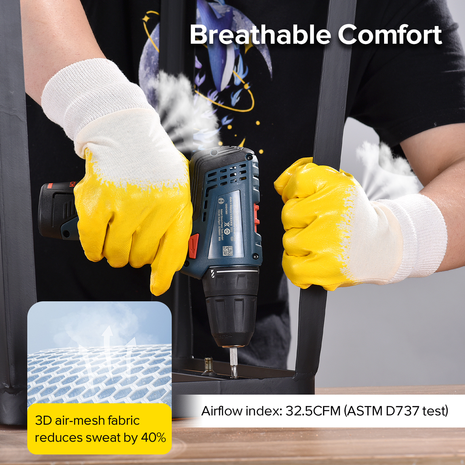 Nitrile Coated Industrial Work Gloves FD1289 Yellow