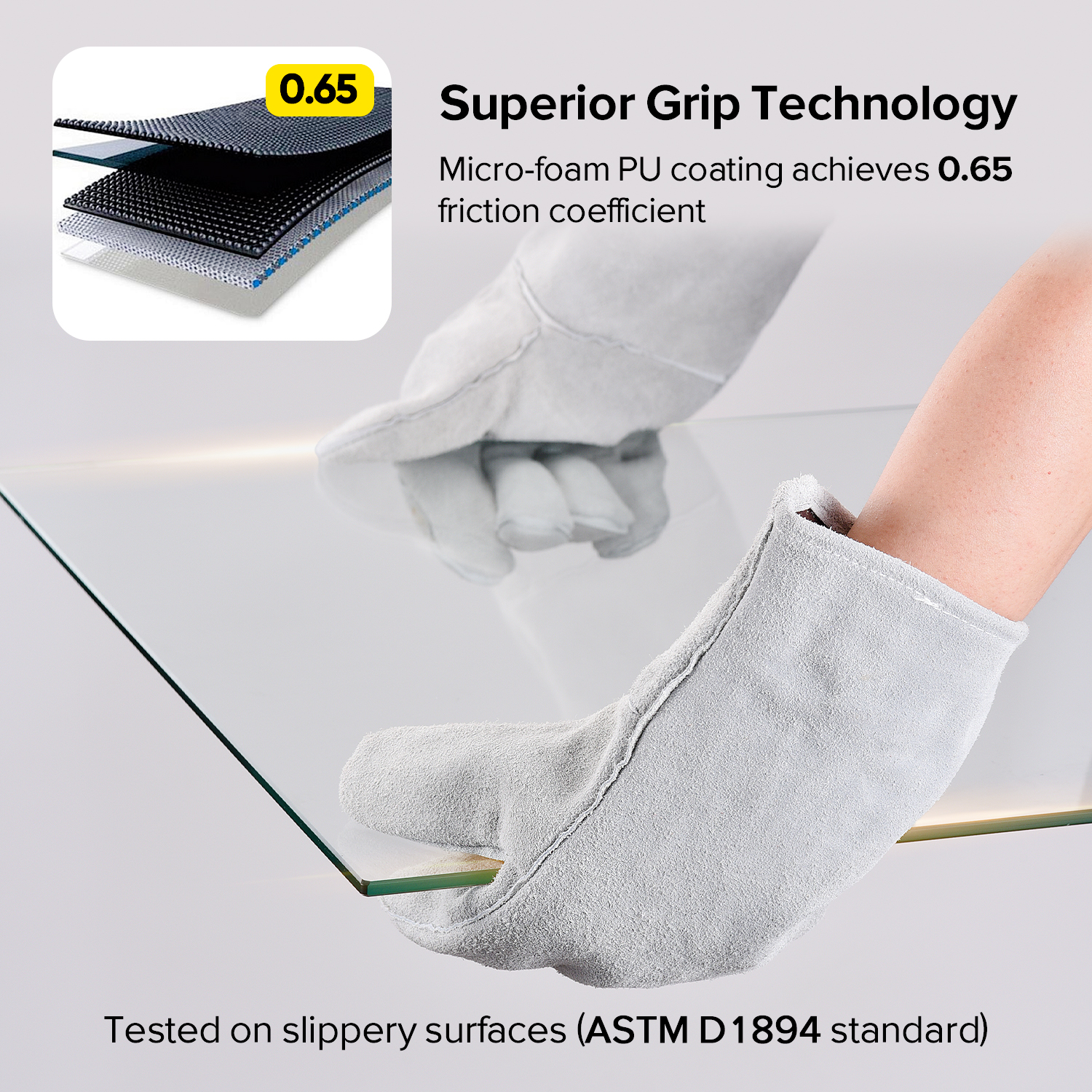 Welder Leather Work Gloves S-H24 Grey