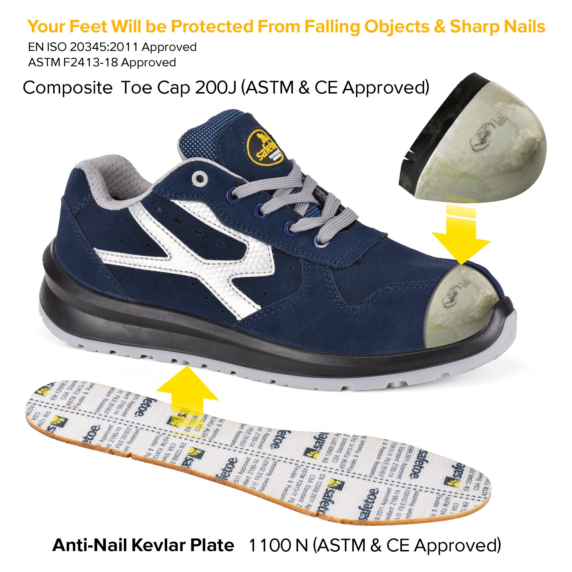 L-7328-composite toe safety shoes kevlar shoes