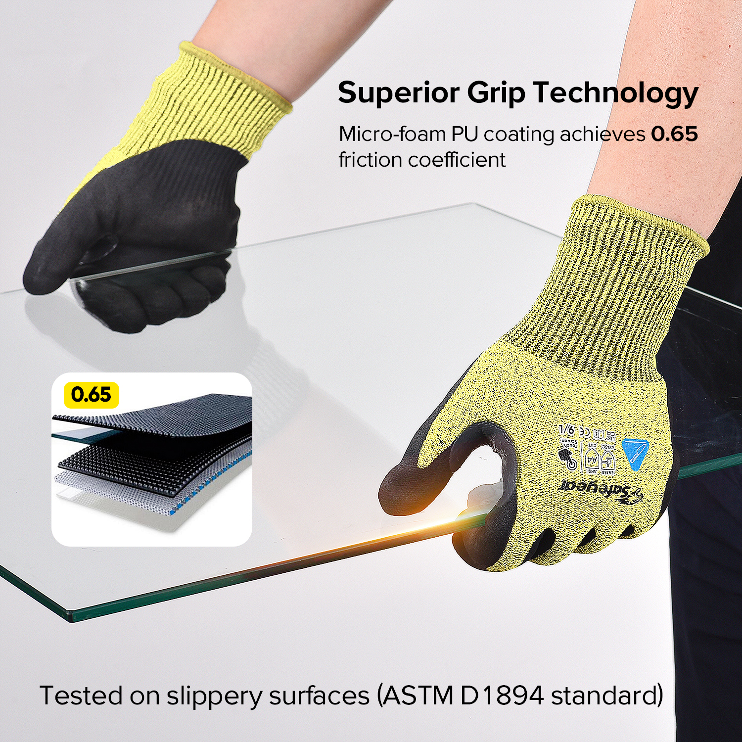 Cut Resistant Safety Work Gloves PD8045 Yellow