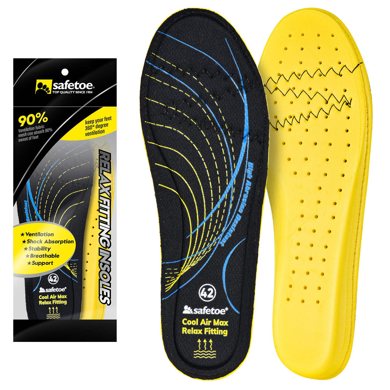 Safetoe Antibacterial Memory Foam Work Insoles – 3-Layer Comfort Support