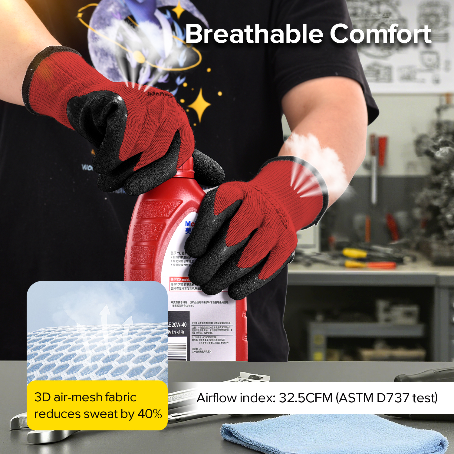 Latex Coated Safety Work Gloves LY-3013 Grip Guarder Red