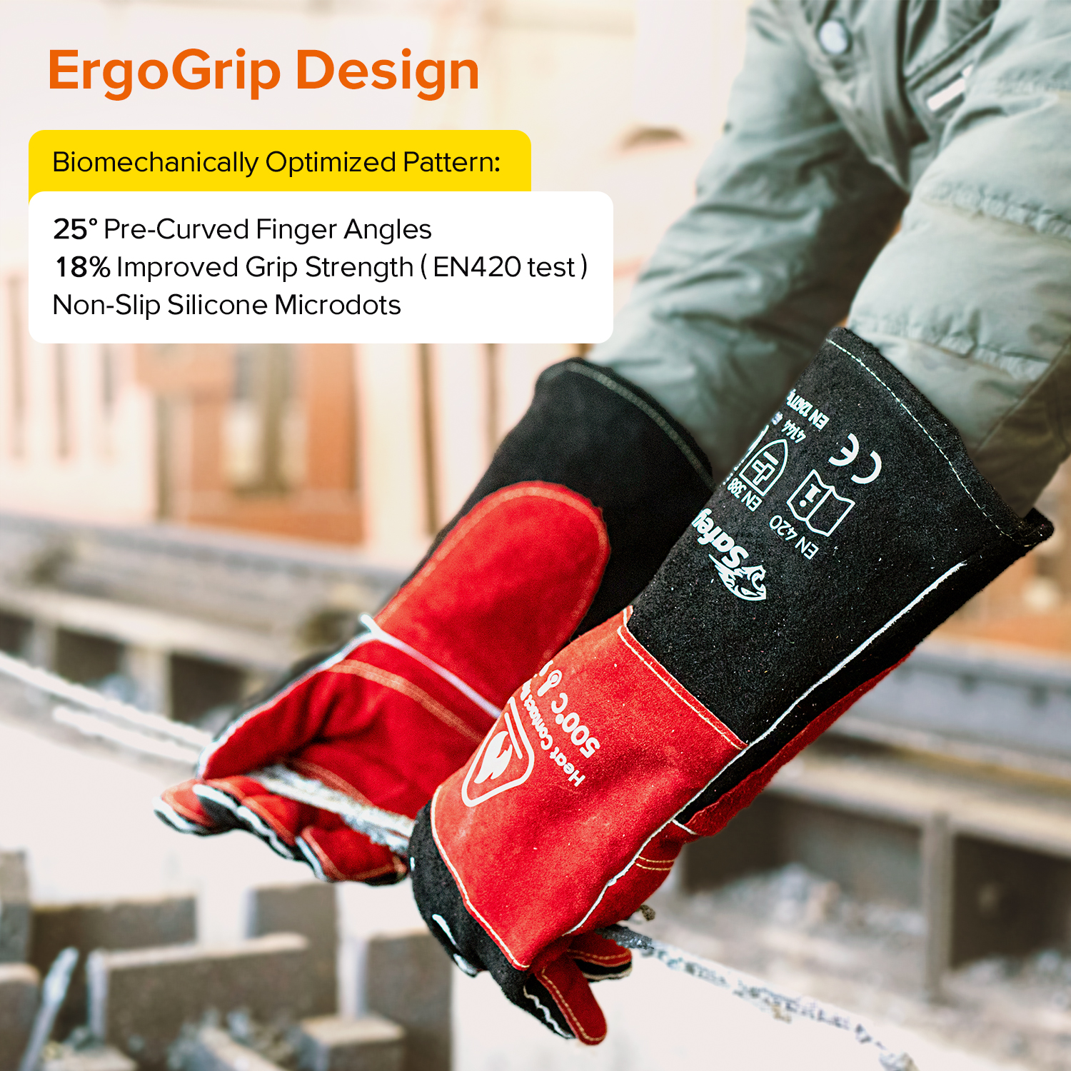 Leather Welding Gloves for MIG/TIG | Heat Protection (EN 407) FL-1023