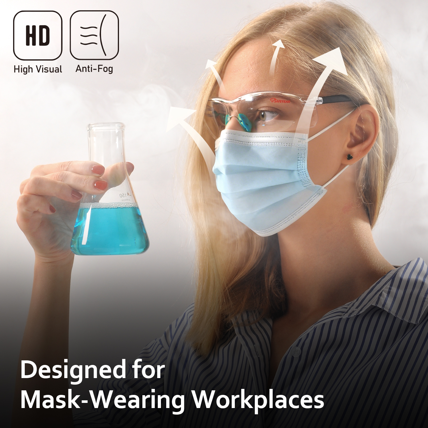 Safety Glasses CE EN166 UV400 Protective Work Eyewear SG003 Blue