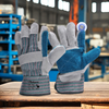 Anti-cut Glove with Cowhide Palm Leather Impact Gloves FL-1015 Blue